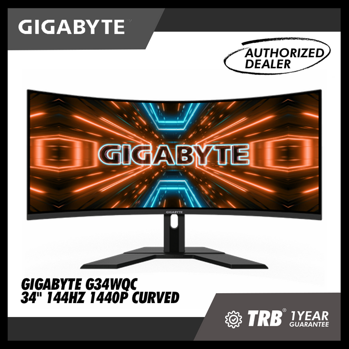 GIGABYTE 34" G34WQC 1440P QHD 1500R CURVED VA 144HZ