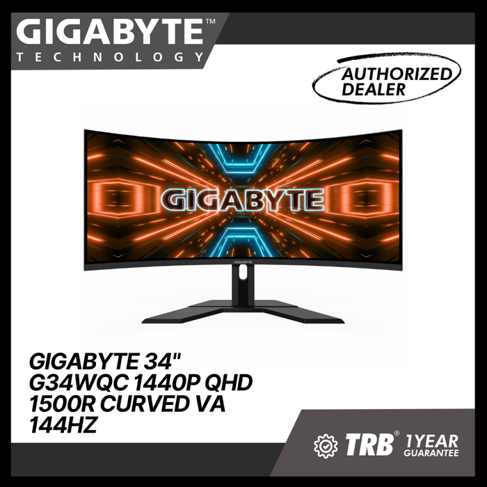 GIGABYTE 34" G34WQC 1440P QHD 1500R CURVED VA 144HZ